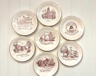 Vintage Mikasa Country Gingham Dinner Plates, Set of Eight, Yellow