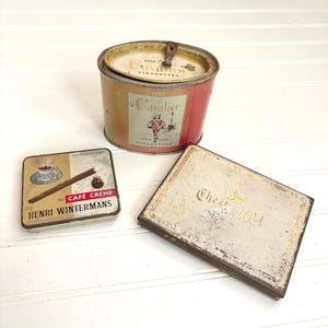 Vintage Cigarette Tins, Chesterfield Flat Box, Henri Wintermans Cafe Creme Cigarillos, Cavalier King Size Stand Up Tin, Vintage Advertising