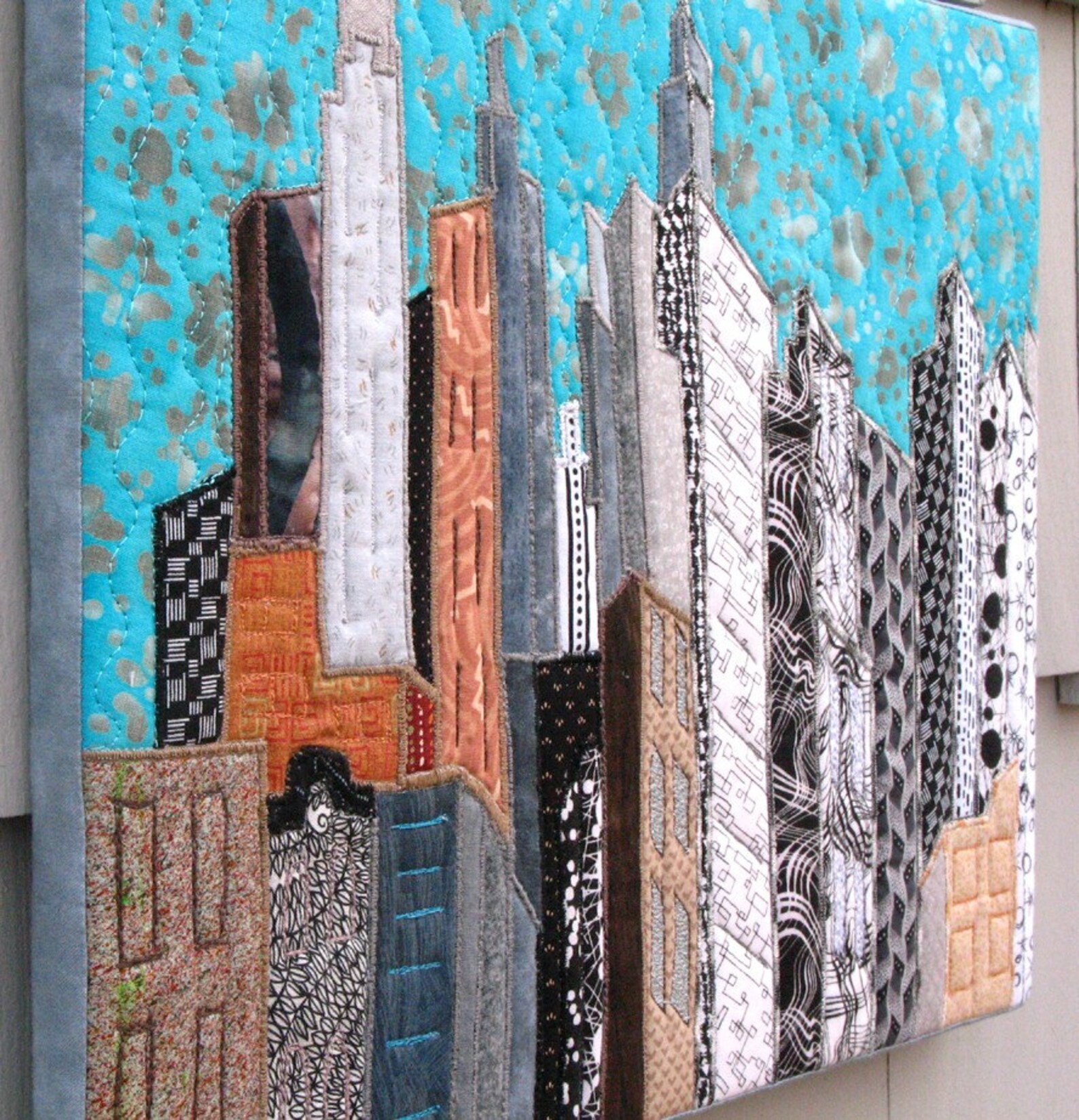 Cityscape Fabric Art Contemporary Textile Art Quilt Etsy