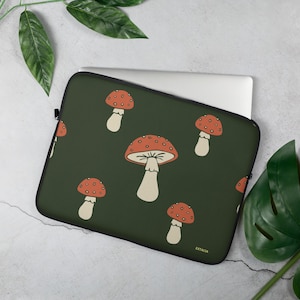 Minimalist Laptop Sleeve – Lightweight and Waterproof Protective Case, Office, Travel, Students, Gift, Work - Minimalist Design Mushrooms