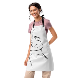 Women’s Apron – Adjustable, Lightweight, With Pockets, Customizable – Kitchen, Crafts, Gardening, Workshop - Minimalist design, calligraphy