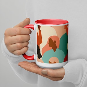 Mug with Color Inside - Colored Interior Mug – Elegant Ceramic Cup - Design of female shape, silhouettes, women - kitchen, gift, desktop