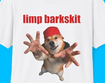 Limp Barkskit Funny Parody Meme TShirt, Limp Bizkit Fred Durst Nu Metal Joke Tee, Y2K Gift for Music Lovers