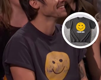 Beunruhigtes Smiley-Gesicht, das ich hasse dich Lustiges Harry Meme-T-Shirt, Schmutz-Art-Grafik-T-Stück, 1D Directioner-Fangeschenk-Shirt