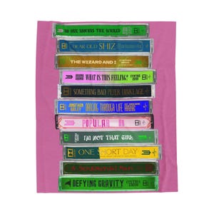 Couverture à cassettes Wicked Songs - Jeté en velours de lin pour théâtre musical | Cadeau de marchandise pour le théâtre de Broadway