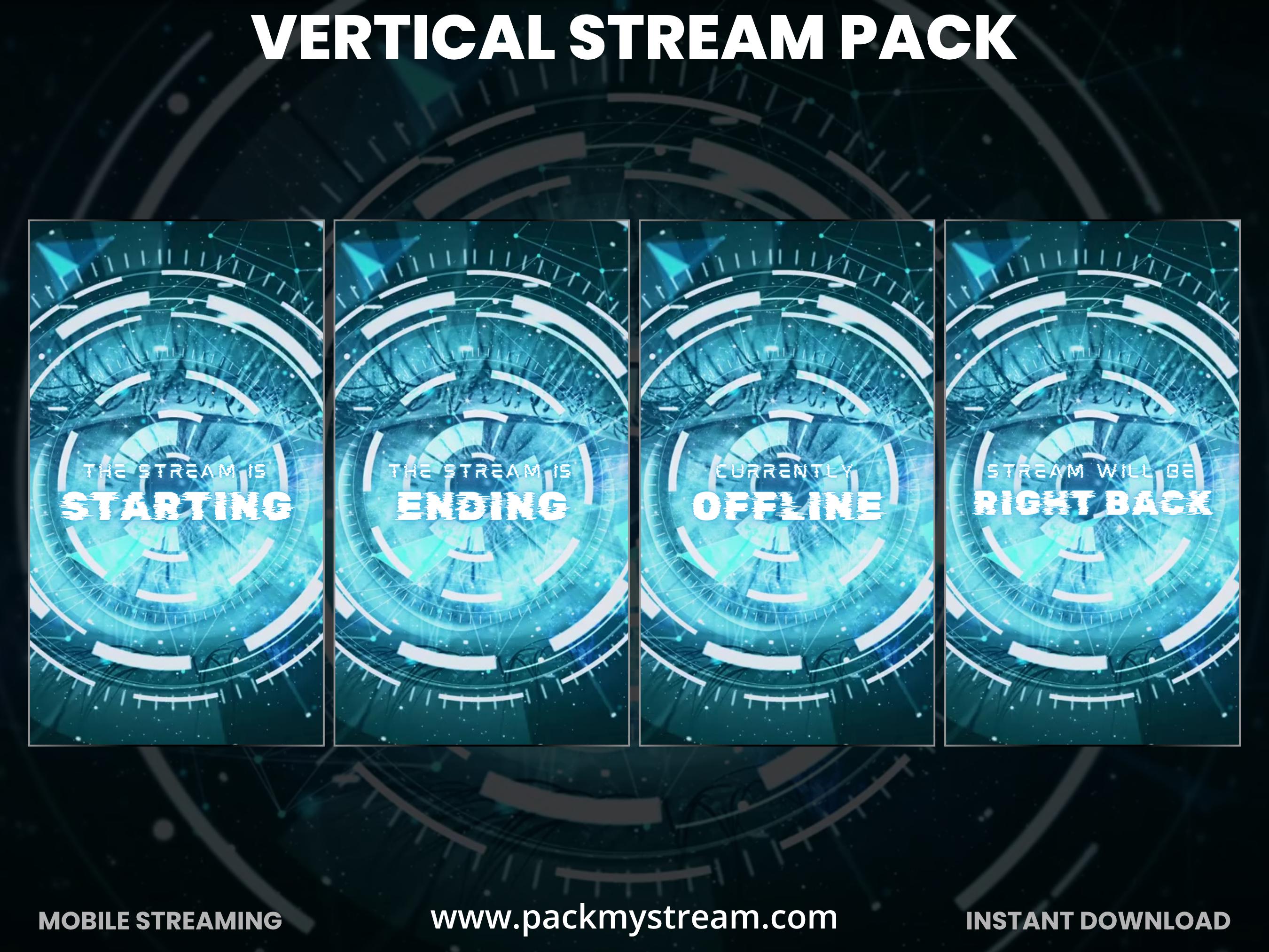 Oculus Window Overlay Futuristic Eye Vertical Stream Overlay Pack, Cyber HUD Twitch Overlay ...