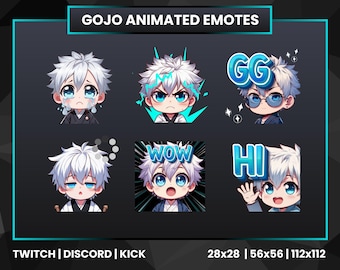 Chibi Twitch Animated Emotes | Twitch Emotes | Twitch Sub Badges | Twitch Bit Badges | Gojo Emotes | Anime Emotes | Animated Anime | Discord