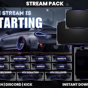 Animated Twitch Stream Pack | Twitch Screen Overlay | Twitch Alerts | Twitch Panels | Chat Overlay | Super Car Stream Pack | Sports Car