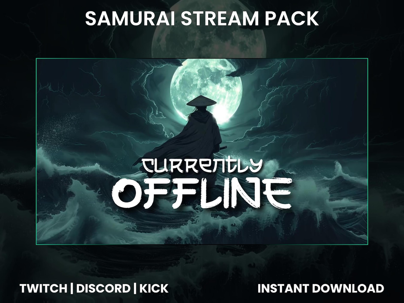 Samurai Moonlight Animated Twitch Stream Pack | Webcam Overlay | Twitch ...