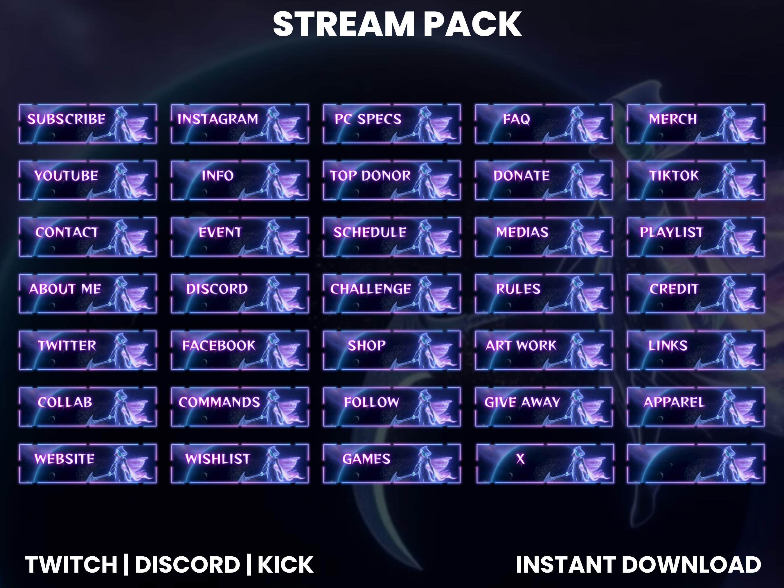 Twitch Stream Pack Animated & Static Overlays | OBS Streamlabs Kick ...