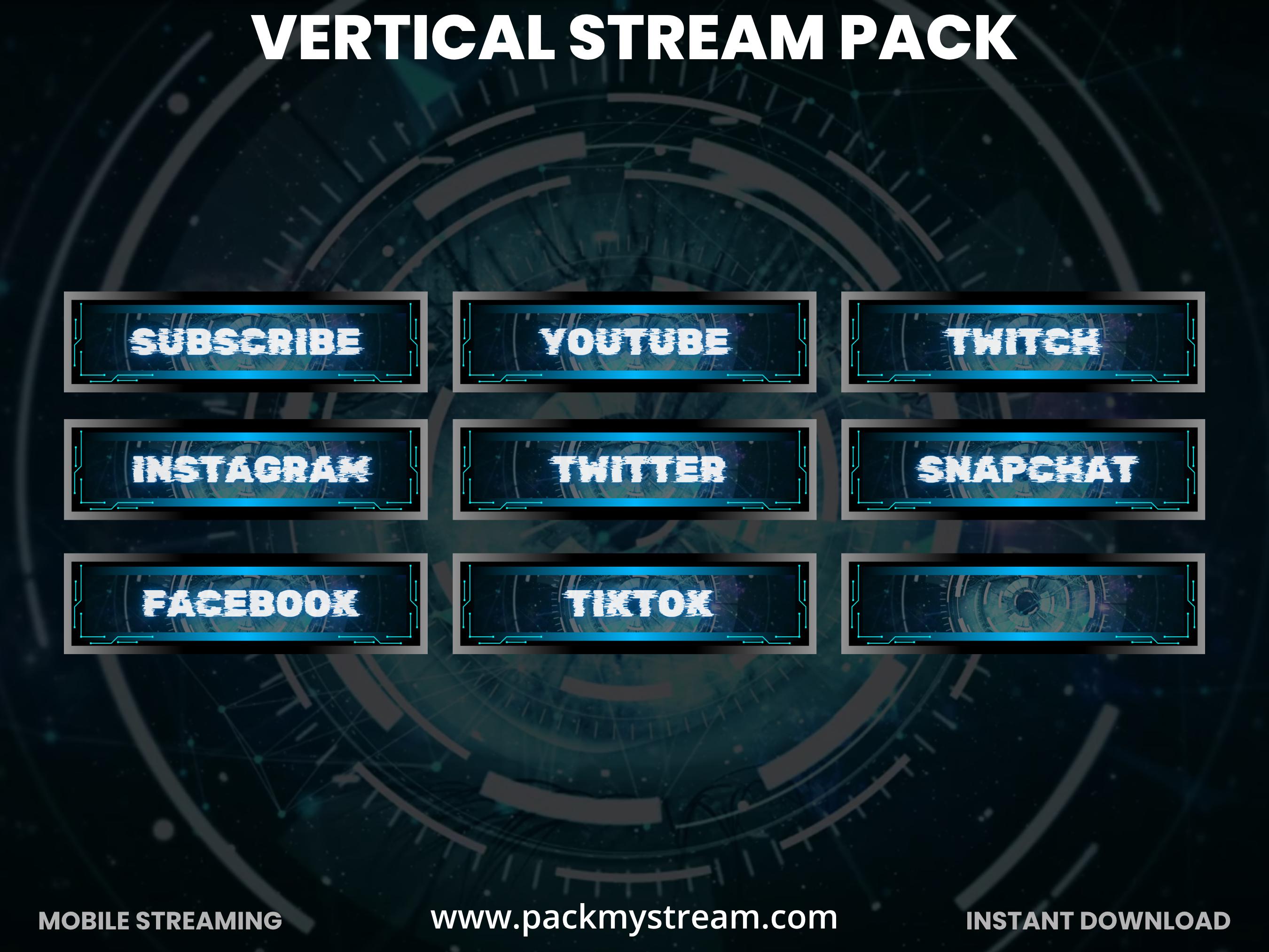 Oculus Window Overlay Futuristic Eye Vertical Stream Overlay Pack, Cyber HUD Twitch Overlay ...