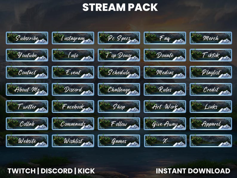 Forest Lake Mountain View Stream Pack | Twitch Screen Overlay | Webcam ...