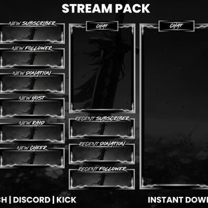 Recent Follow Box Animated Twitch Stream Pack | Sword Stream Pack | Webcam Overlay ...