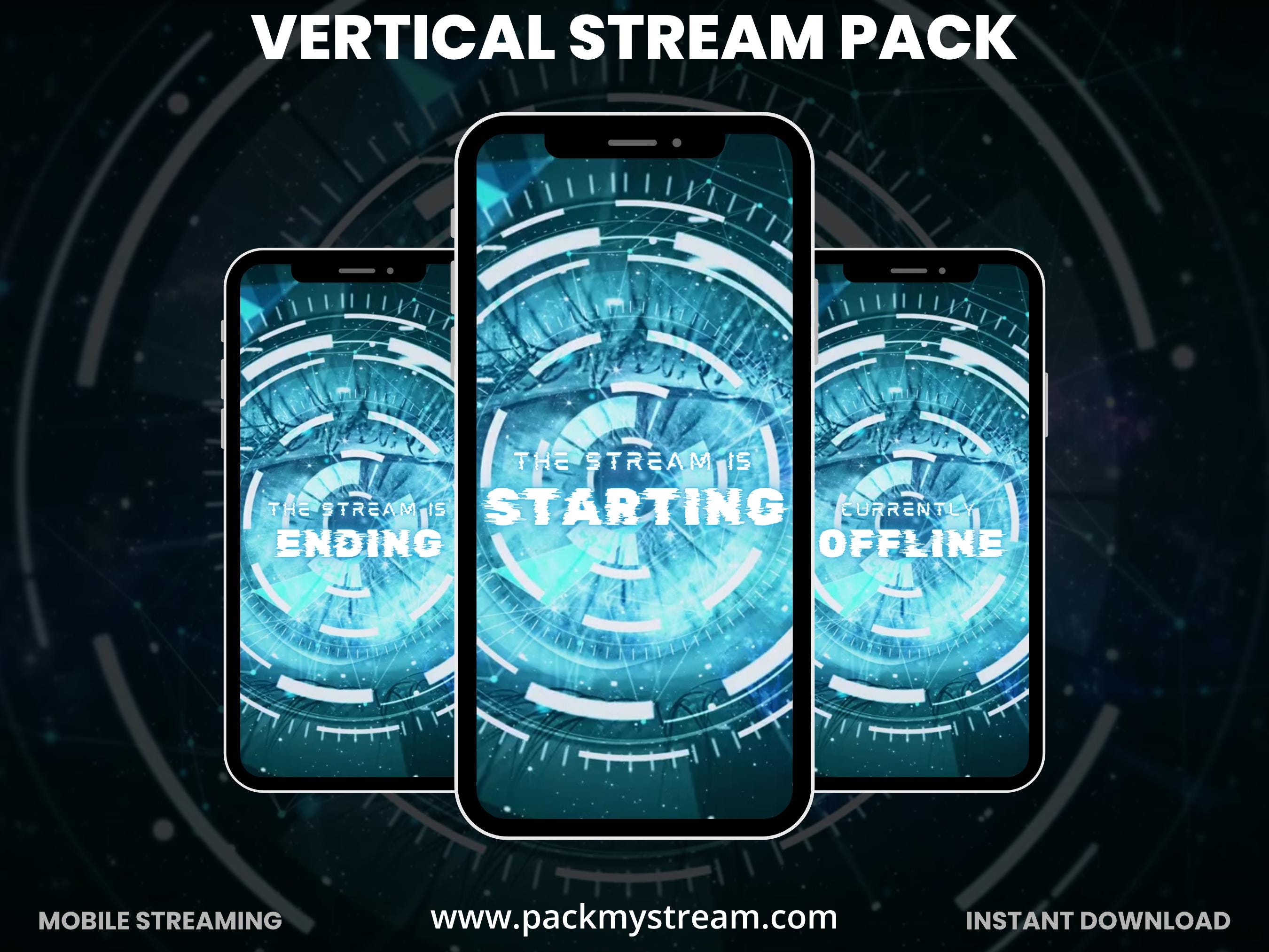 Oculus Window Overlay Futuristic Eye Vertical Stream Overlay Pack, Cyber HUD Twitch Overlay ...