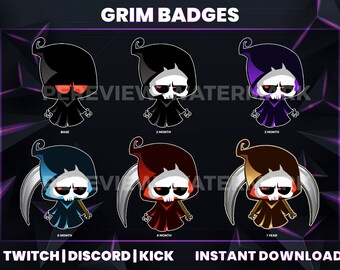 Shinigami Twitch Sub Badges | Twitch Bit Badges | Shinigami Sub Badges | Shinigami Bit Badges | Reaper Sub Badges | Hood Sub Badges | Kick