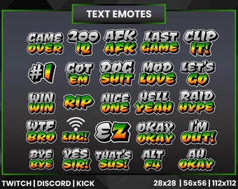 50 émoticônes textuelles Twitch | Émoticônes Twitch | Émoticônes rasta | Discorde | Emotes coup de pied | Émoticônes hype | Emotes de fin de partie | Émoticône au revoir