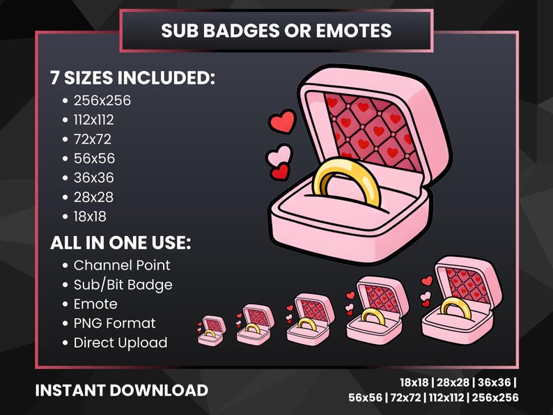 Ring Box Twitch Sub Badges & Emotes | Love Tier Subscriber Badges for ...