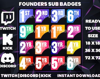 Founders Twitch Bit Badges + Transparent Version | Twitch Bit Badges | Twitch Sub Badges | Founders Sub Badges | Founders Bit Badges Twitch