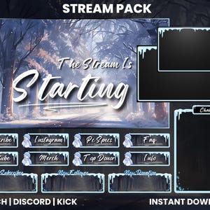 Paquete de transmisión de Twitch de nieve / Pantallas animadas / Superposición de Twitch / Superposición de cámara web / Temporada de invierno / Paneles de Twitch / Alertas / Superposición de chat