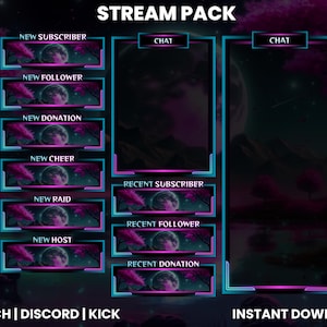 Moonlight Twitch Stream Pack With Animated Screens, Webcam Overlay ...