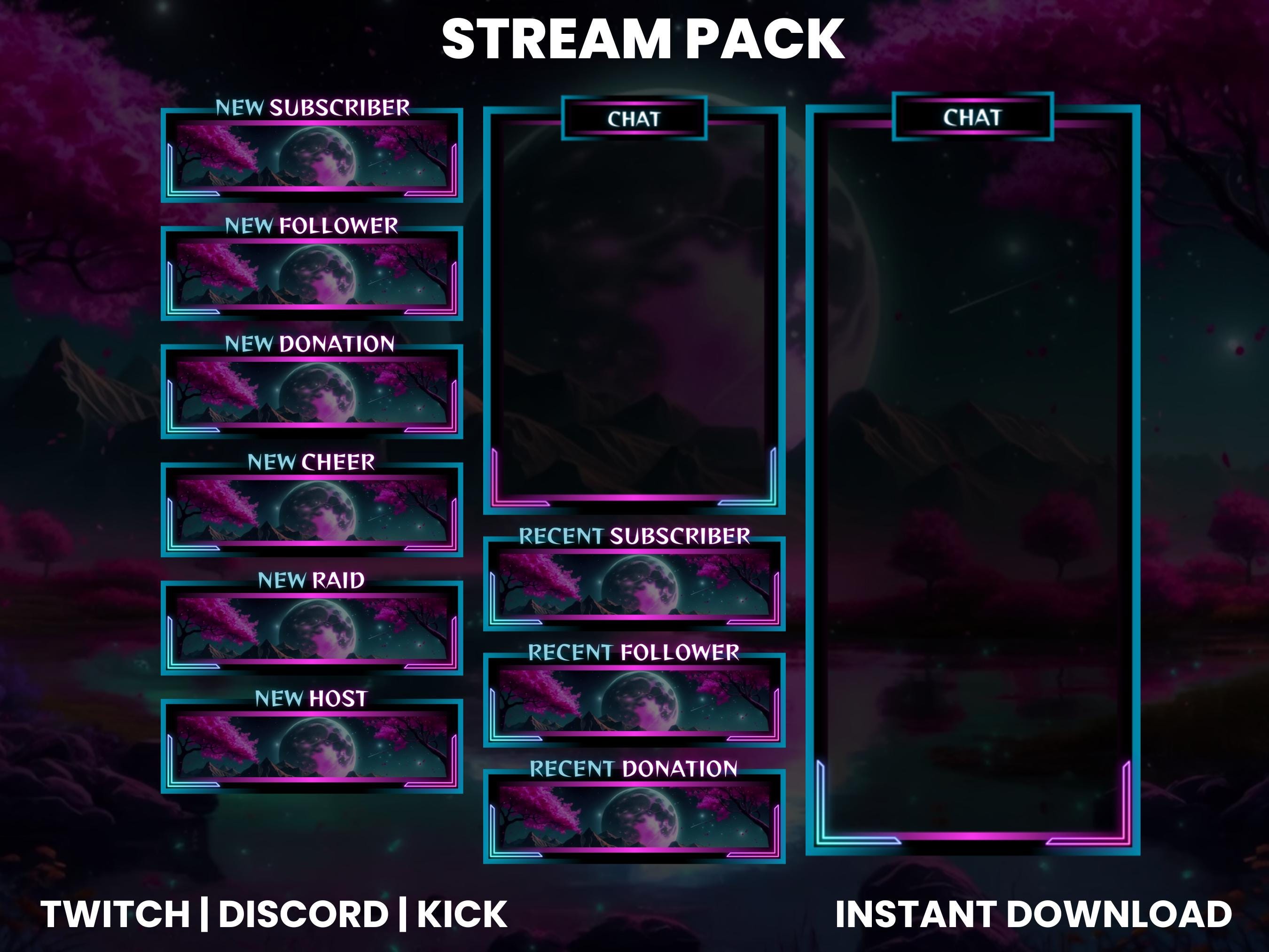 Moonlight Twitch Stream Pack With Animated Screens, Webcam Overlay ...