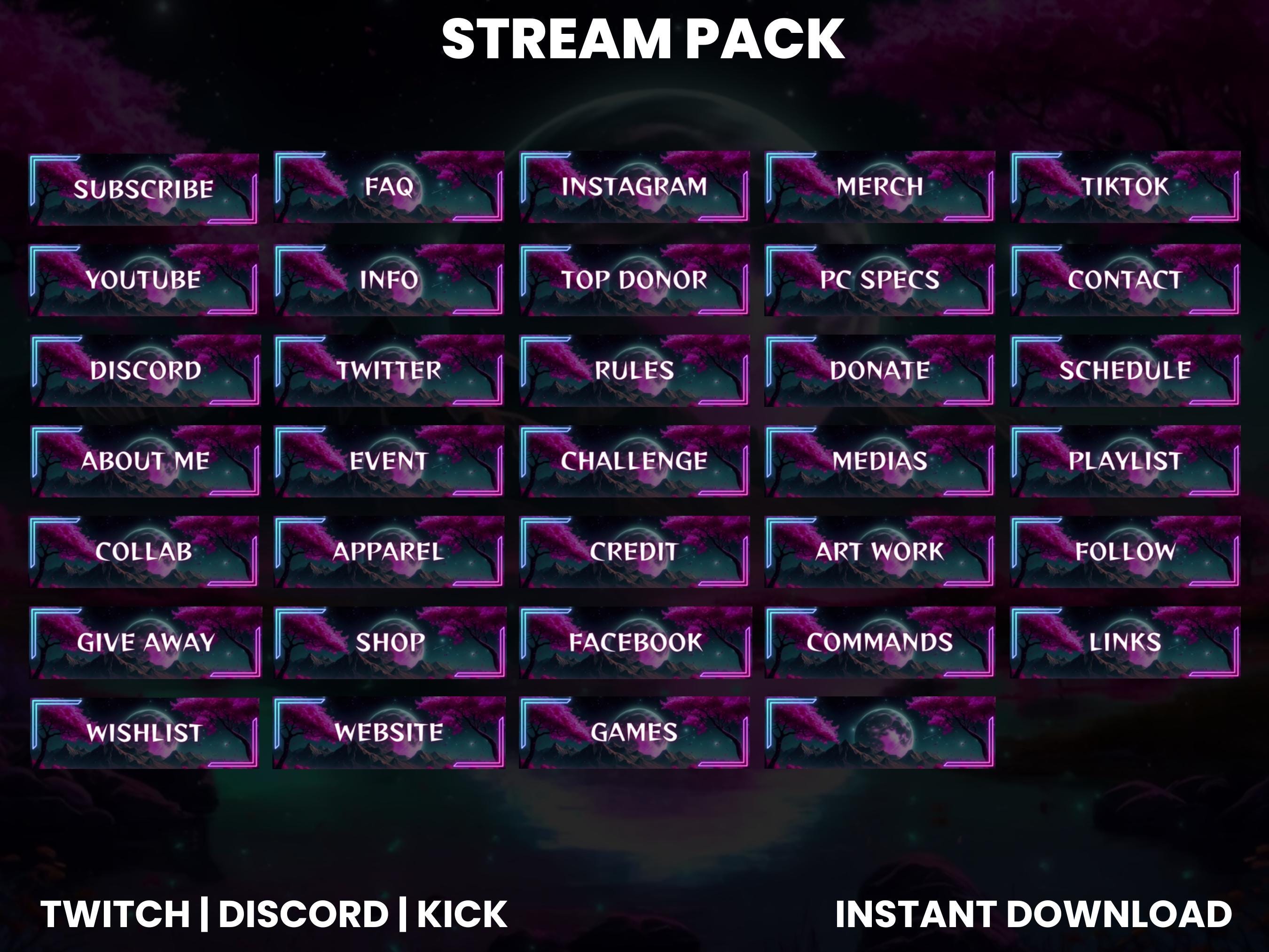 Moonlight Twitch Stream Pack With Animated Screens, Webcam Overlay ...