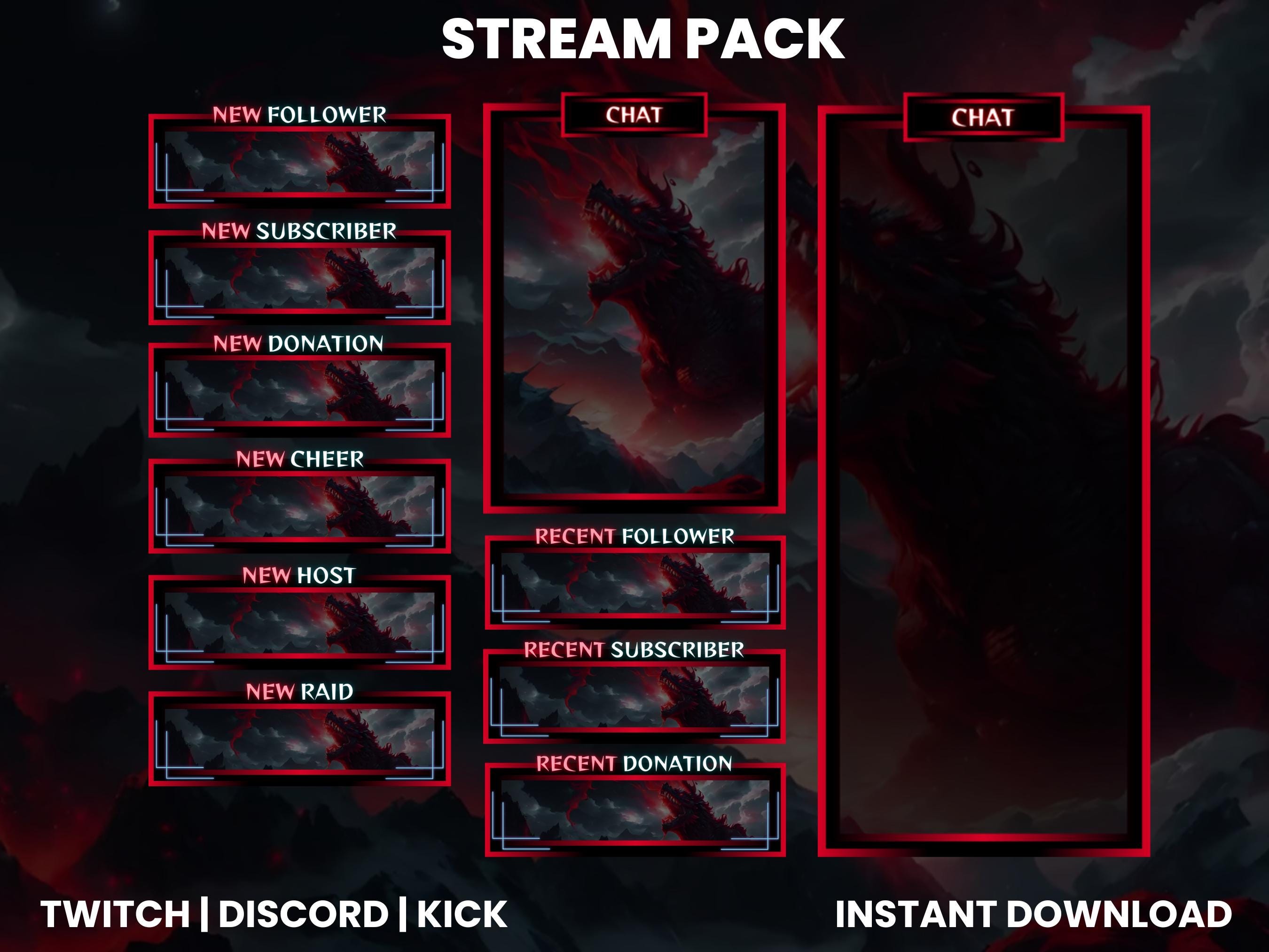 Dragon Twitch Stream Pack | Twitch Screen Overlays | Animated Webcam ...