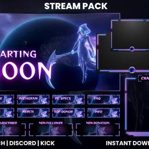 Twitch Stream Pack Animated & Static Overlays | OBS Streamlabs Kick Graphics | Alerts Panels Webcam Overlay Chat Box