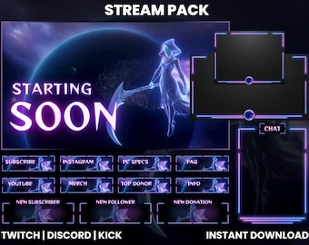 Twitchストリームパック アニメーション＆静止オーバーレイ | OBS Streamlabs キックグラフィック | アラートパネル ウェブカメラオーバーレイ チャットボックス