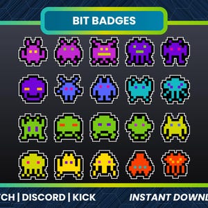 Twitch Bit Badges | Twitch Sub Badges | Pixel Bit Badges | Cute Bit Badges | Game Bit Badges | Follower Bit Badges | Founder Sub Badges
