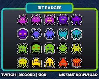 Twitch Bit Badges | Twitch Sub Badges | Pixel Bit Badges | Cute Bit Badges | Game Bit Badges | Follower Bit Badges | Founder Sub Badges