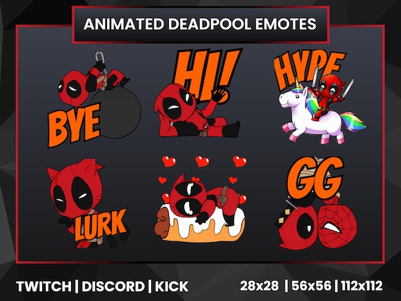 Animated Twitch Emotes | Deadpool Emotes | Animated Emotes | Twitch Emotes | Discord Emotes | Text Emotes | Chibi Emote | Deadpool Emote Gif