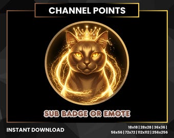 Golden Cat Twitch Emote, Crowned Cat Channel Points, Majestic Cat Sub Badge, Gold Cat Discord Emote, Royal Cat Streamer Badge, Cat King