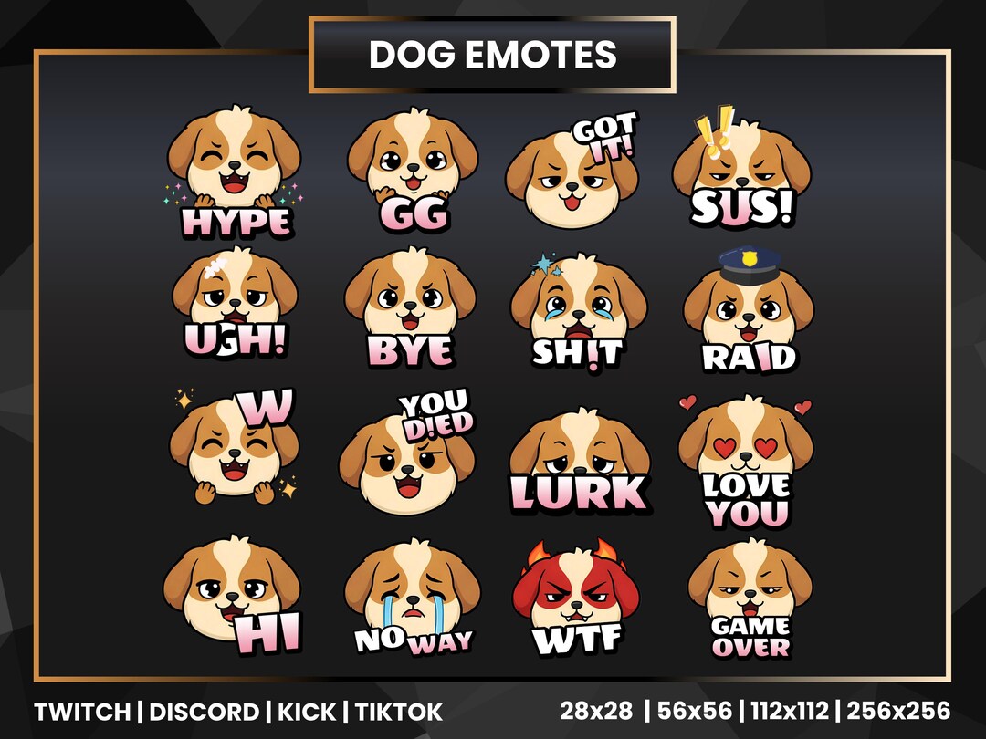 Dog Twitch Emotes | Cute Puppy Stream Emotes for Twitch, Discord, Kick ...