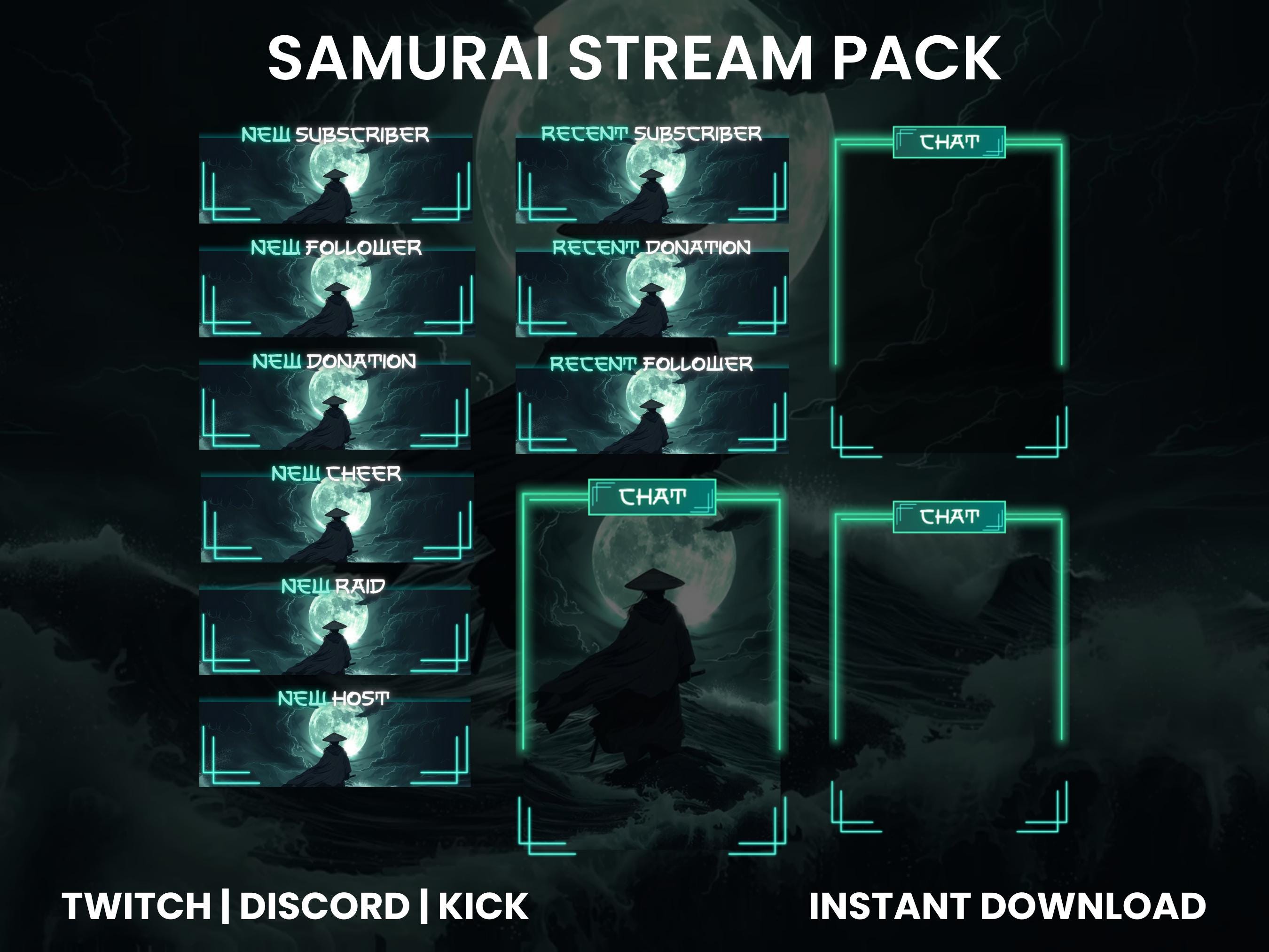 Samurai Moonlight Twitch Stream Pack | Twitch Screen Overlays ...