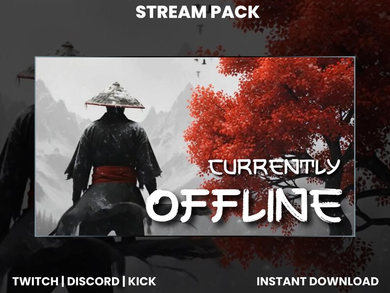 Samurai Stream Pack | Ronin Twitch Overlay | Red and Black Stream ...