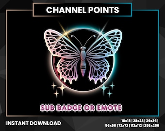 Butterfly Channel Point Icon | Twitch Channel Points | Twitch Viewer Reward Badge | Sub Badge | Bit Badge Twitch | Twitch Emote | Neon Theme