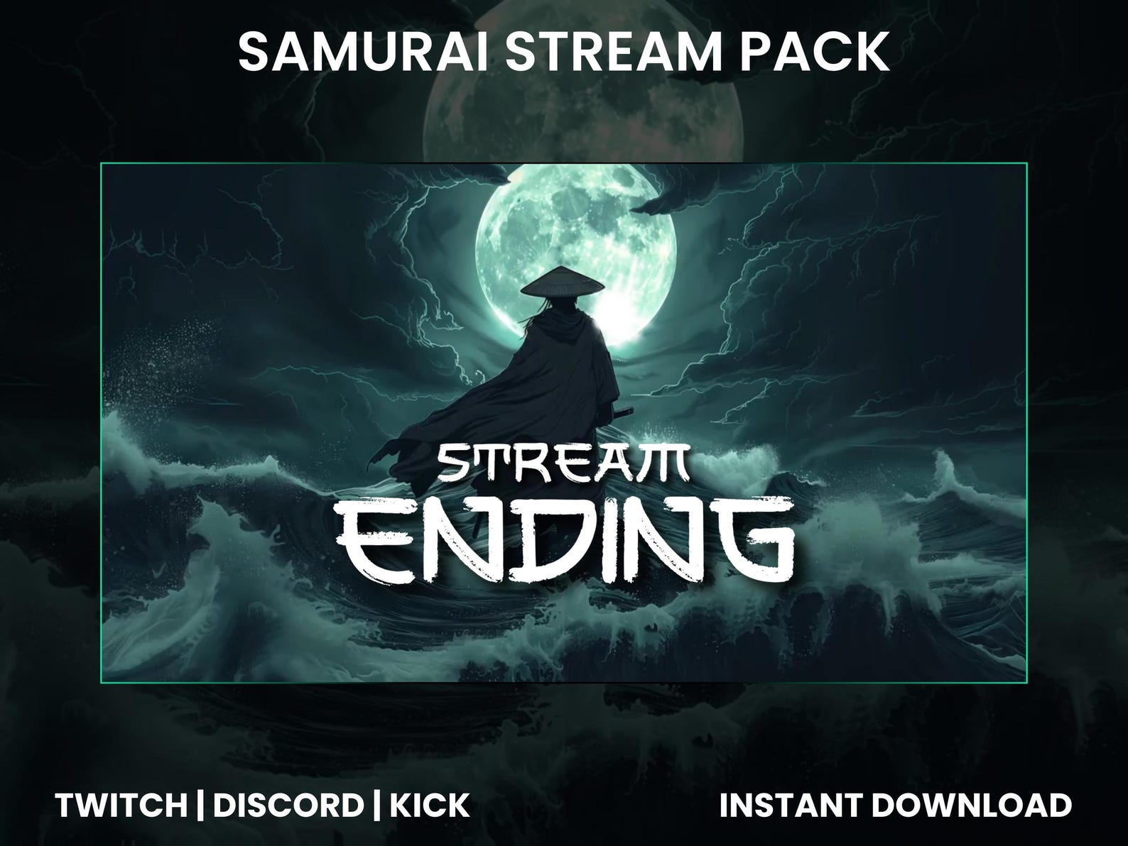 Samurai Moonlight Animated Twitch Stream Pack | Webcam Overlay | Twitch ...