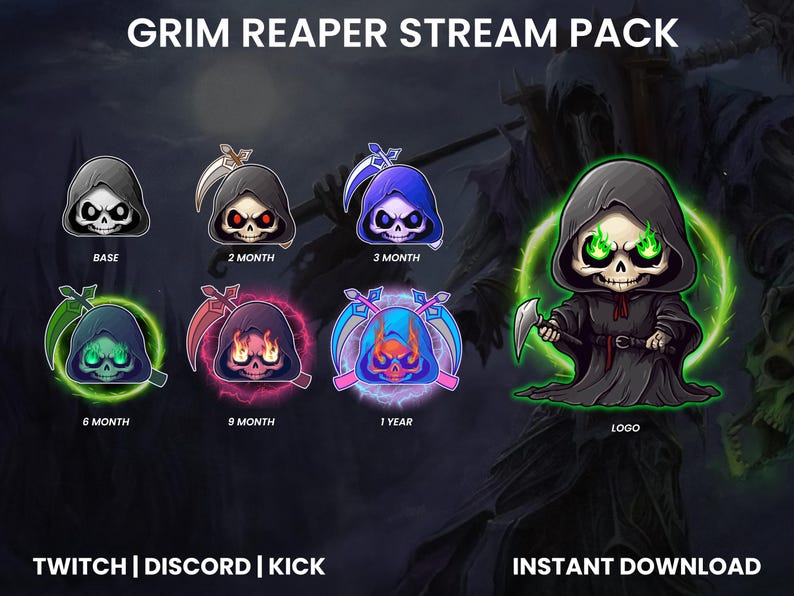 Grim Reaper Twitch Stream Pack | Animated Screens | Webcam Overlay ...