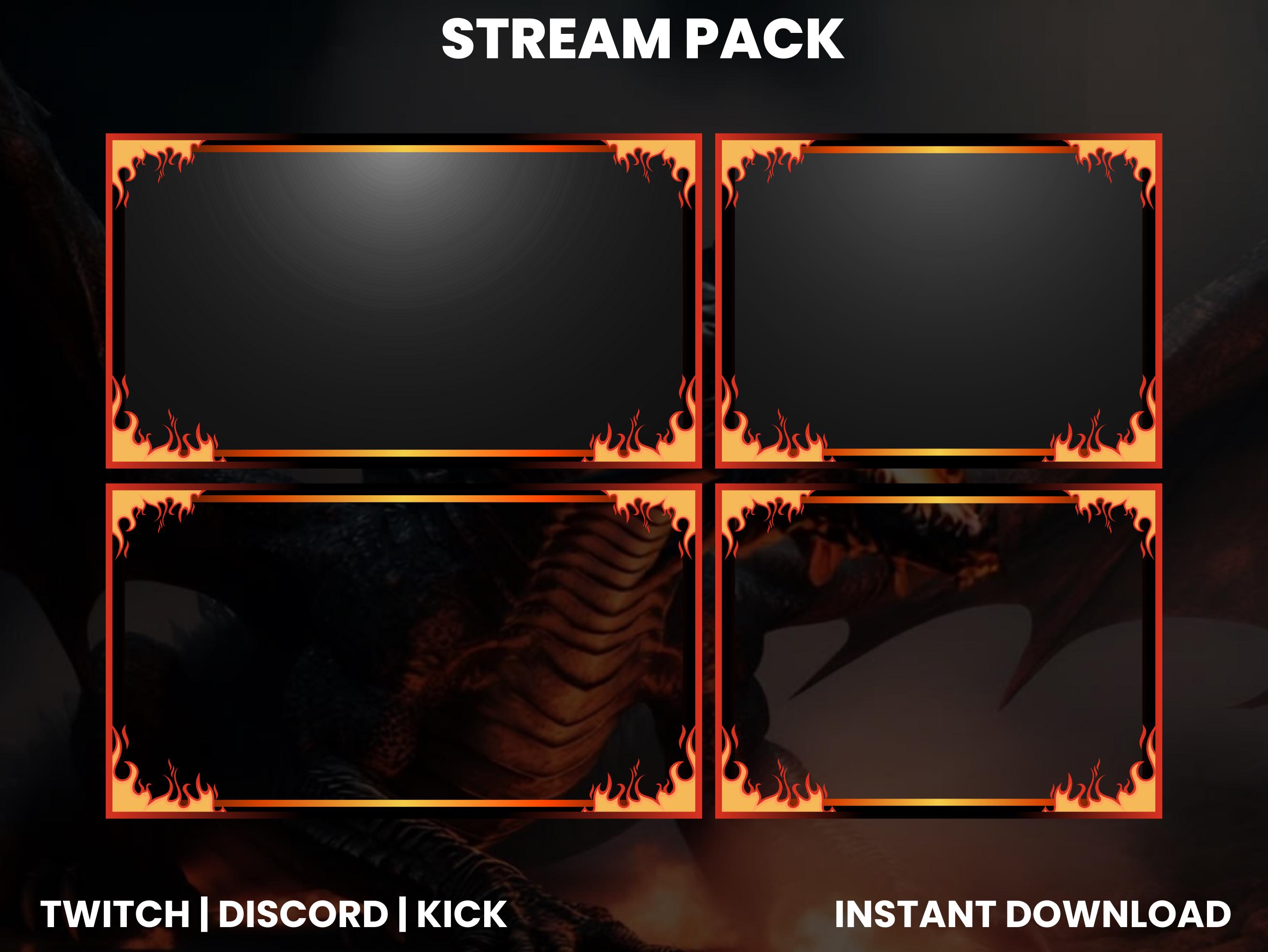 Black Fire Dragon Twitch Stream Pack | Twitch Screen Overlays ...