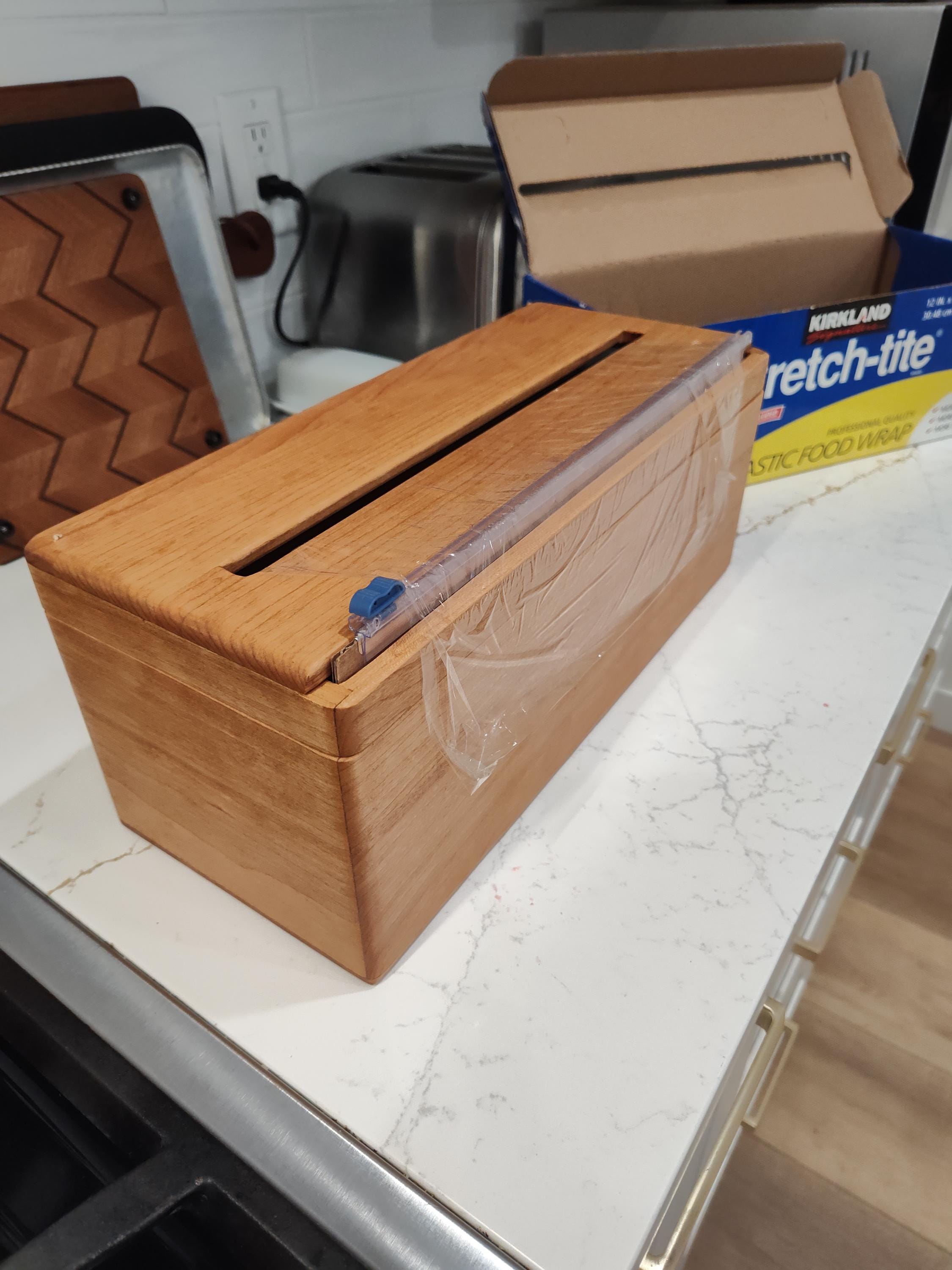 Handmade Cherry Wood Plastic Wrap Dispenser, Costco 12