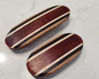 Handmade Bloodwood Hair Clip, Maple and Wenge Inlay