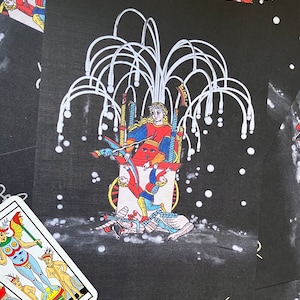 Tarot van Marseille - KUNSTDRUK 1 - Duivel, Strijdwagen, Koningin van Staven