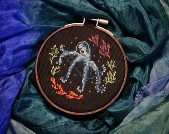 GLASS OCTOPUS Cross Stitch - A Mini Creeps Of The Deep Pattern - Instant Download PDF