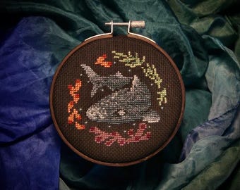 GREENLAND SHARK Cross Stitch - A Mini Creeps Of The Deep Pattern - Instant Download PDF