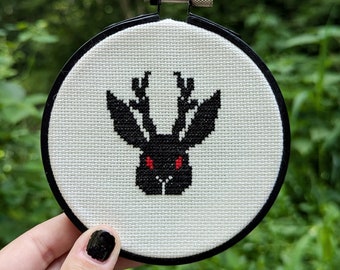 Mini Jackalope Cross Stitch Pattern - Cryptid Cross Stitch - Instant Download PDF