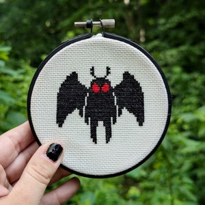 Mini Mothman Cross Stitch Pattern -  Cryptid Cross Stitch - Instant Download PDF