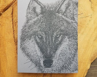 Grey Wolf Notebook Original Illustration Letterpress printed Cover