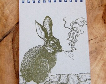 Smoking Rabbit Notebook Original illustration Letterpress Printed