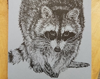 Raccoon Notebook Original Illustration Letterpress printed Cover